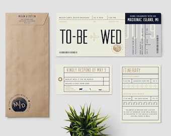 Boarding Pass Invitation, Airplane Ticket, "Boarding Pass To Wed", Plan Ticket, Destination Wedding, Modern, Minimalist, Custom Sample