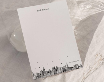 New York City Skyline, Personalized Stationery, Font Customizable, NYC Cityscape, Flat Cards, Envelopes Included, Thank You, Snail Mail Gift