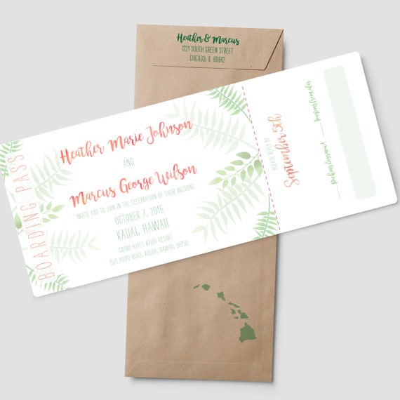 Boarding Pass Hawaii Destination Wedding Invitation Suite Etsy