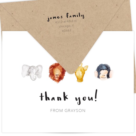 Wild One First Birthday invitations 15 w envelopes and rtn address printing watercolor safari