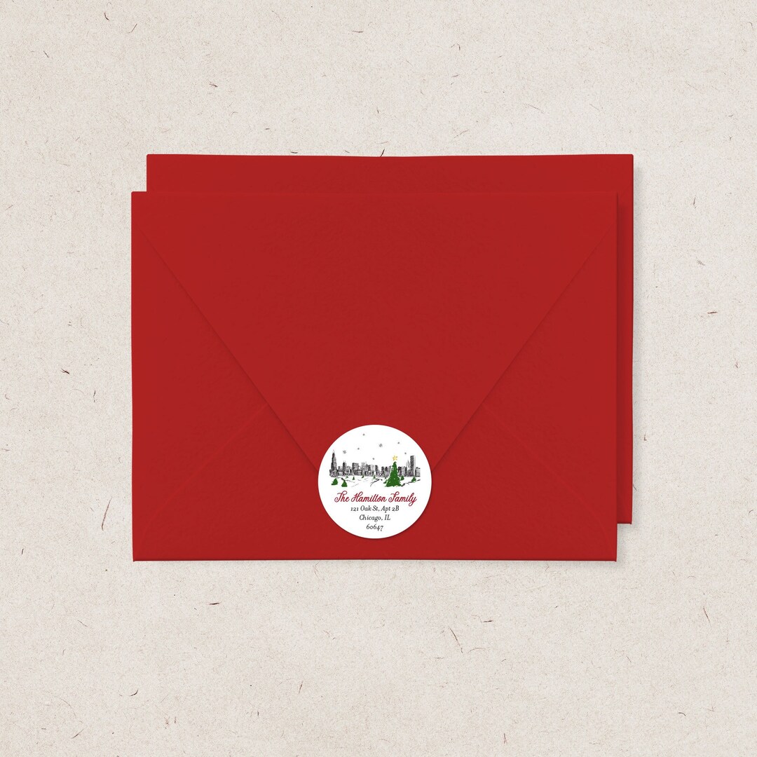 Holiday Address Labels, Skyline Address Labels, City Skylines, Holiday