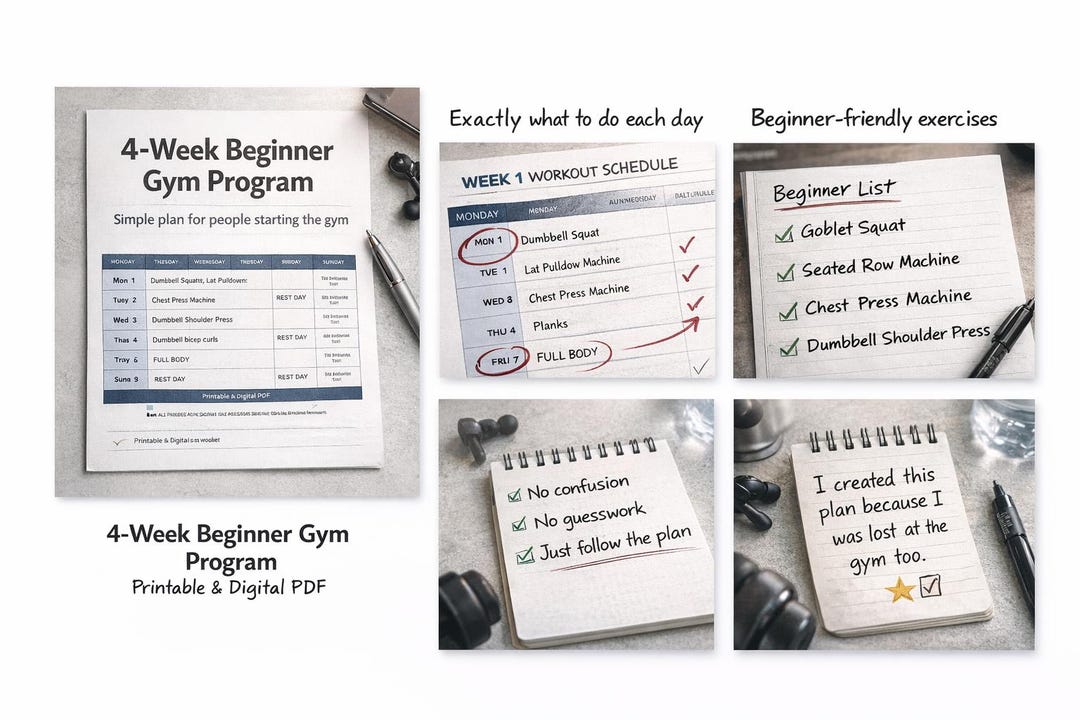 4-week Beginner Gym Program – Start the Gym With Confidence, Simple ...