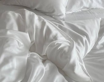 Conjunto de cama de verão com capa de edredom branca de algodão, conjunto para cama king size, lençol e fronha queen size, conjunto de cama boho, lençóis leves, presente para ela, decoração para casa.