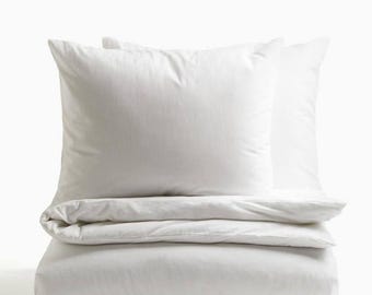 Conjunto de cama de cetim branco, decoração minimalista para quarto, roupa de cama macia e branca, ideal para presente de casamento, tamanho king, capa de edredom e fronha de algodão de luxo.