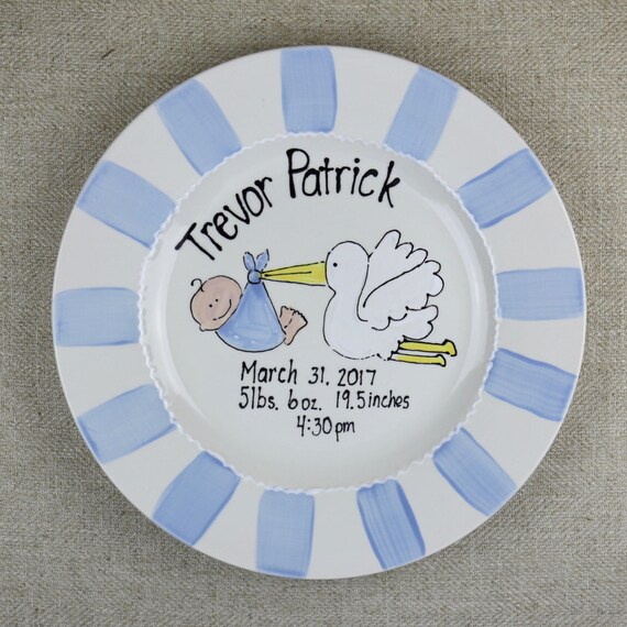 Personalized Birth plate Baby girl plate Baby boy plate Etsy