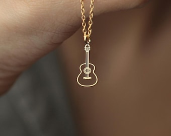 Collar de guitarra de plata de ley: colgante para amantes de la música, joyería de estrella de rock