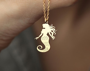 Sterling Silver Mermaid Necklace: Ocean Charm, Beach Jewelry