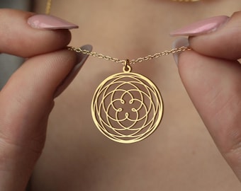 Collar Rosa de Venus de Plata de Ley: Colgante de Geometría Sagrada, dije de Flor de Venus