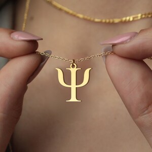 Sterling Silver Psi Necklace: Greek Letter Pendant, Psychology Jewelry