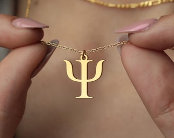 Sterling Silver Psi Necklace: Greek Letter Pendant, Psychology Jewelry