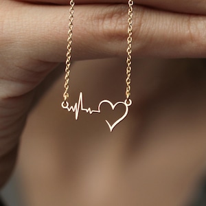 EKG Heartbeat Pendant: Sterling Silver Medical Jewelry, Heartbeat Charm Necklace