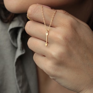 Dainty Sterling Silver Arrow Necklace: Strength Symbol Pendant