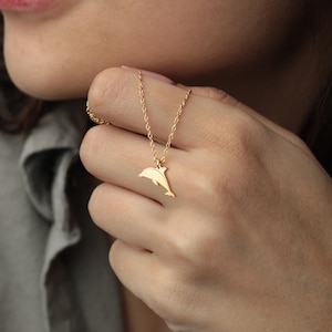 Dolphin Necklace, Ocean Animal Pendant, Silver or Gold Sea Life Jewelry, Dolphin Charm Necklace, Marine Life Jewelry, Dainty Animal Necklace