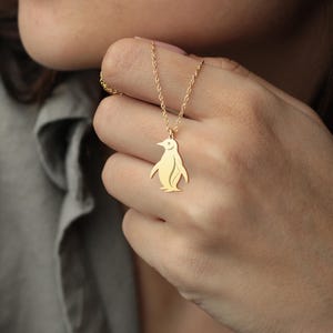 Penguin Necklace, Cute Animal Pendant, Silver or Gold Penguin Charm, Gift for Her, Winter Jewelry, SeaBird Necklace, Animal Charm Necklace