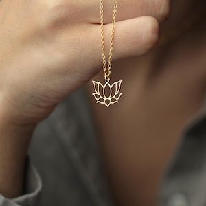 Sterling Silver Lotus Flower Necklace: Yoga Spiritual Jewelry