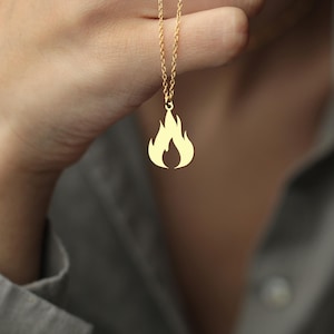 Sterling Silver Flame Pendant Necklace: Minimalist Fire Charm