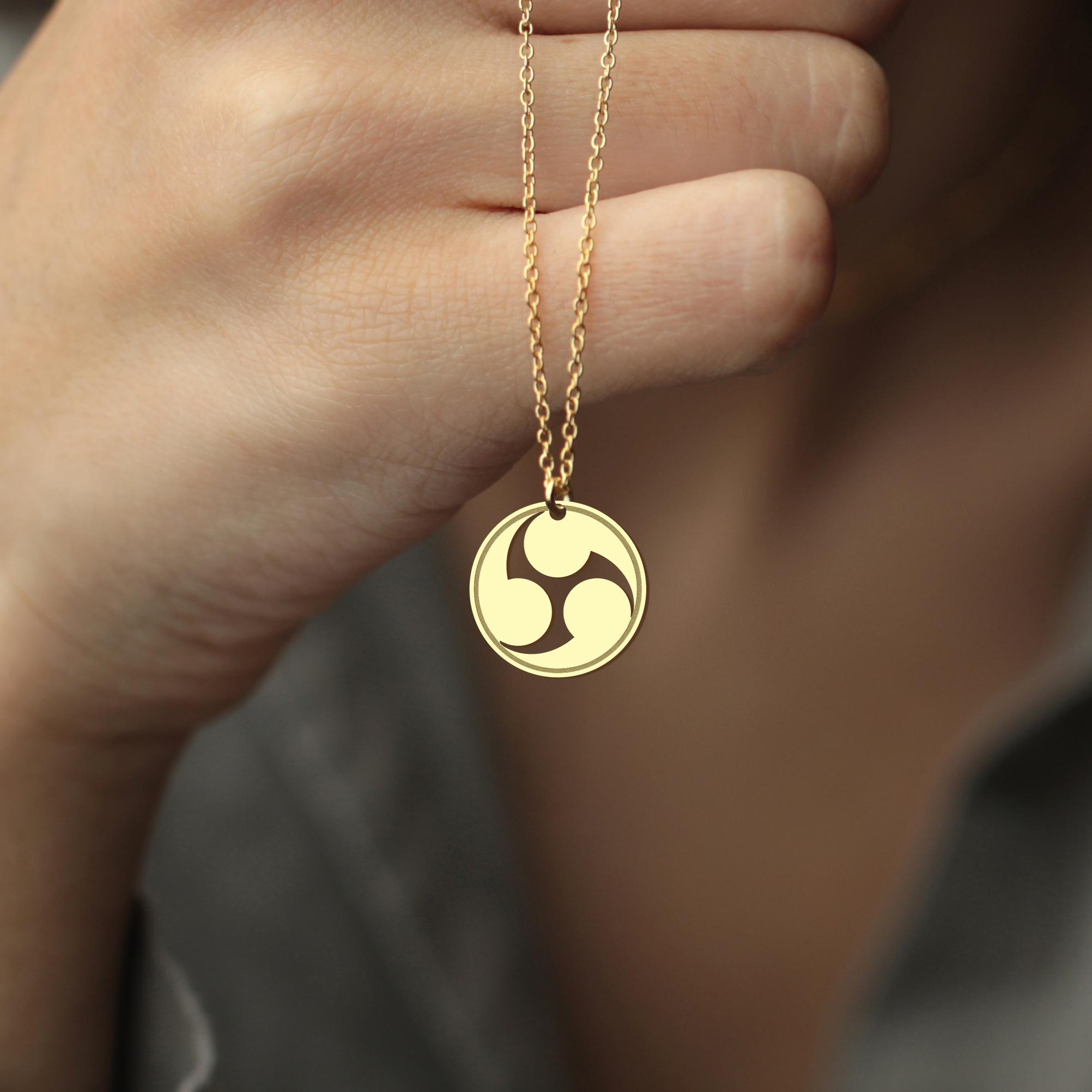 Sterling Silver Mitsudomoe Necklace: Japanese Amulet Pendant 