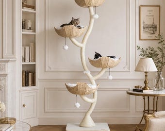 XXL Flower Cat Tree FELINATURE, Modern Metal Cat Tower 4 Levels, Aesthetic Luxury Cat Furniture for Large Cats