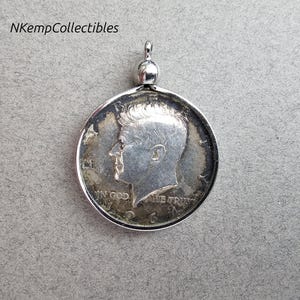 Silver half dollar pendant, 1964 Kennedy, United States