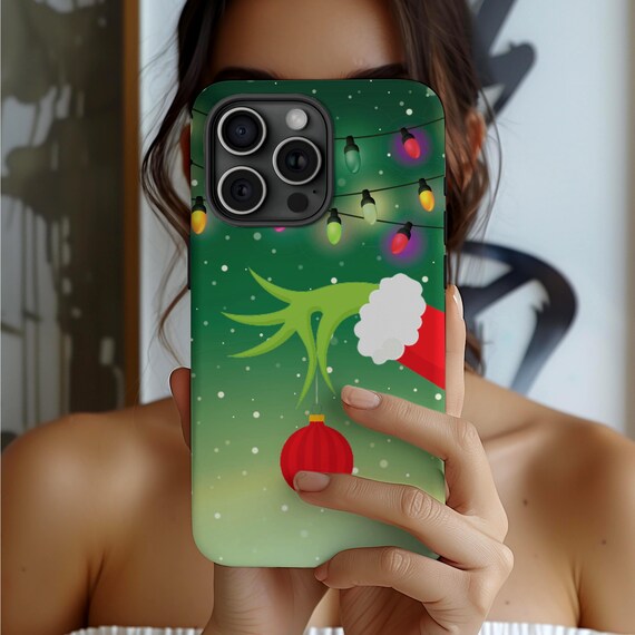 Grinch Hand Xmas Phone Case iPhone 17 16 Galaxy S25 S24 Google Pixel 9 Happy Grinchmas Case Funny Grinch Christmas iPhone Case Grinch Case