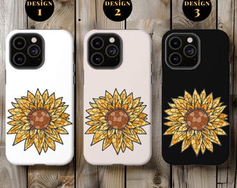 Aesthetic Sunflower Tough Magcase Mosaic Phone Case for iPhone 17 16 15 14 Samsung Galaxy S26 S25 S24 Google Pixel 7 8 9 Floral Phone Case