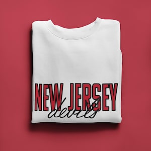 Sweat-shirt de hockey du New Jersey, col rond de hockey du New Jersey, chemise de hockey du New Jersey, cadeau hockey du New Jersey, t-shirt New Jersey, sweat à capuche New Jersey
