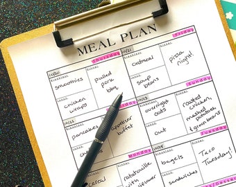 Minimalist Meal Planning Printable | Menu Plan | Start on any day of the week!