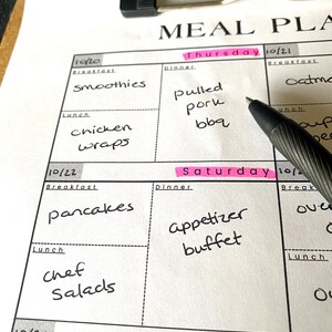 Minimalist Meal Planning Printable | Menu Plan | Start on Any Day of ...