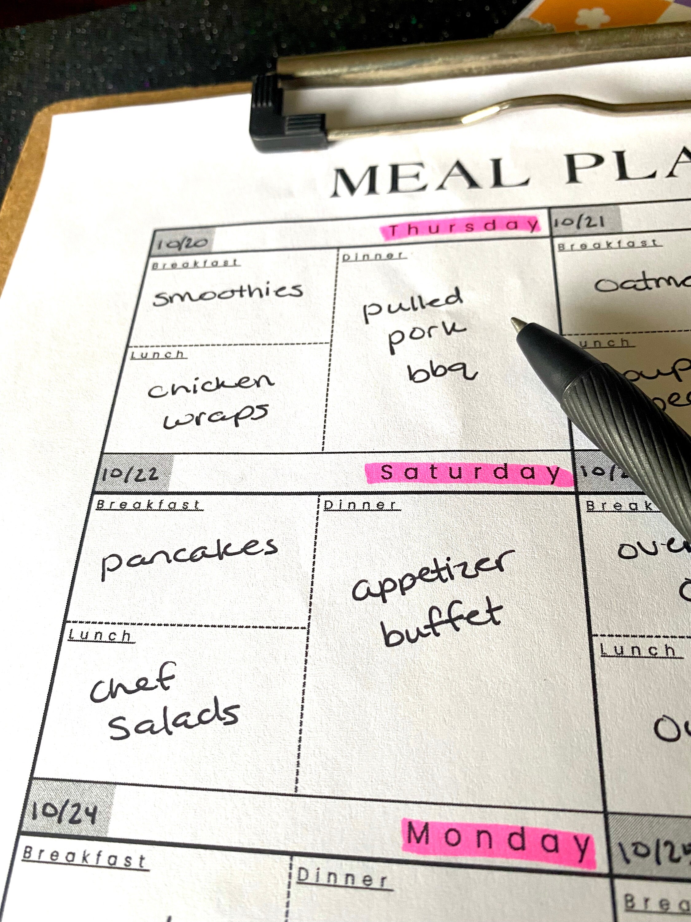 Minimalist Meal Planning Printable | Menu Plan | Start on Any Day of ...
