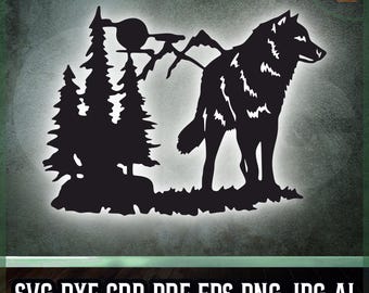 Wolf Silhouette Panel DXF SVG - Wildlife Forest Decor - Cricut, Laser Cut, Cnc Engraving