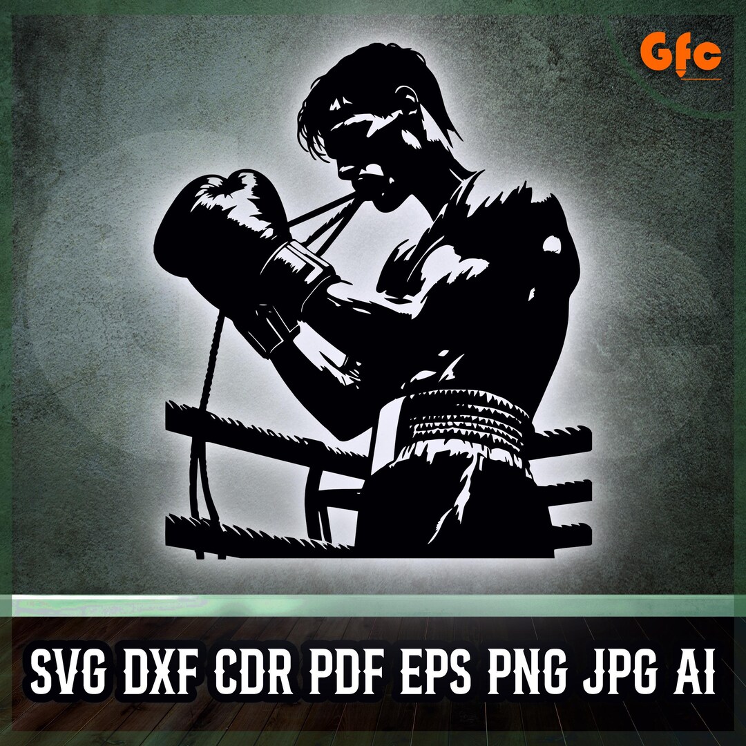 Simple Boxer Dxf Boxer Silhouette DXF SVG – Fight Club Wall Decor – Laser Cut ...