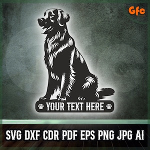 Signo de nombre de Labrador Retriever Svg Eps Jpg Png Dxf Cdr Pdf Ai Silueta de perro digital Vector para corte láser CNC Cricut