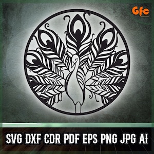 Peacock Mandala SVG - Peacock Tail Circular Digital File for Laser Cutting, CNC Engraving - Printable Decor – Home Decor, Wall Art
