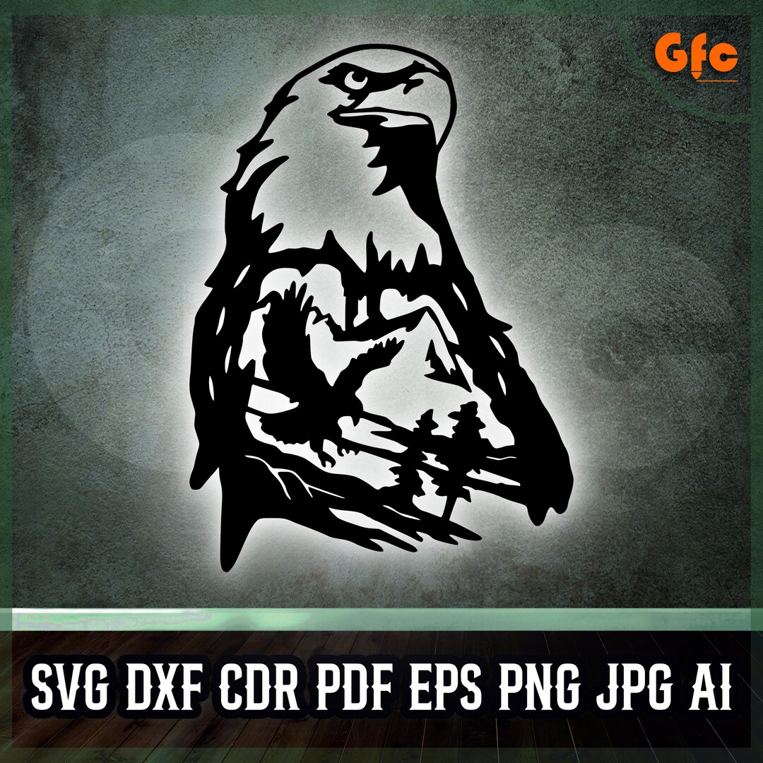 Eagle Silhouette SVG - Wildlife Forest Decor - Laser, Cricut Cut ...