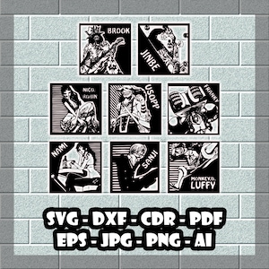 Anime SVG Bundle | Black and White Otaku Clipart | Manga Cut Files for Cricut and Silhouette | Printable Line Art Designs | Instant Download
