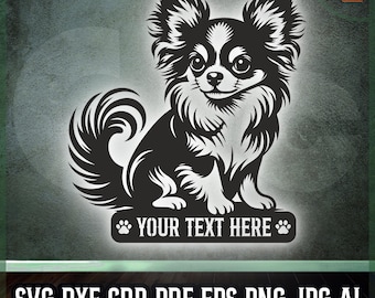 Chihuahua Name Sign SVG - Custom Dog Silhouette - Laser, Cnc cut, Printable