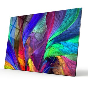 Colorful Tempered Glass Wall Art Abstarct- Office Gift-Home Gift- Extra Large Wall Art - Home decor idea - Colorful Paints Design