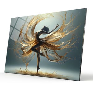 Tempered Glass Wall Art Ballerina-Office Home Gift- Extra Large Wall Art Home Decor,Woman Wall Decor, Unique Glass Wall Art