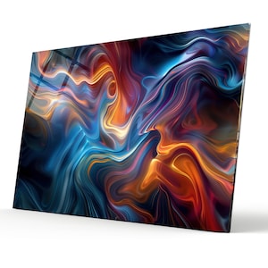 Colorful Tempered Glass Wall Art Abstarct- Office Gift-Home Gift- Extra Large Wall Art - Home decor idea - Colorful Paints Design