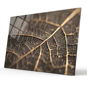 Abstract Leaf Tempered Glass Wall Art: Extra Large Home Decor