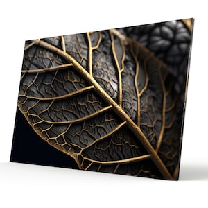 Tempered Glass Wall Art abstract Leaf  -Office Gift-Home Gift- Extra Large Wall Art Home decor idea Flower Stained glass Panel