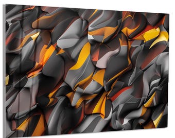 Abstract Tempered Glass Wall Art, Modern Glass Wall Decor, Black Gold Abstract Art, Contemporary Wall Art, Luxury Glass Wall Art