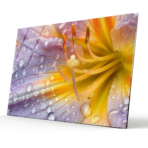Tempered Glass Wall Art abstract yellow flower -Office Gift-Home Gift- Extra Large Wall Art Home decor idea Flower Stained glass Panel