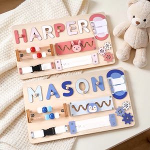 Custom Baby Name Puzzle, Early Learning Busy Board, Wooden Baby Toy, Baby Shower Gift, 1st Christmas Gift, 1st Birthday Gift, Baby Keepsake