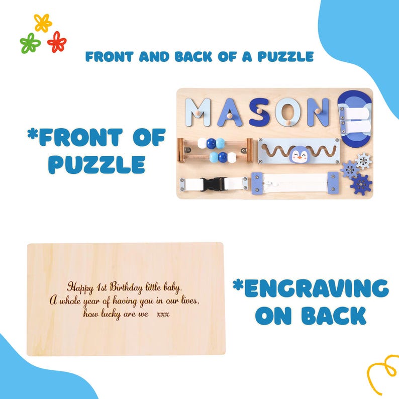 Custom Baby Name Puzzle, Early Learning Busy Board, Wooden Baby Toy, Baby Shower Gift, 1st Christmas Gift, 1st Birthday Gift, Baby Keepsake
