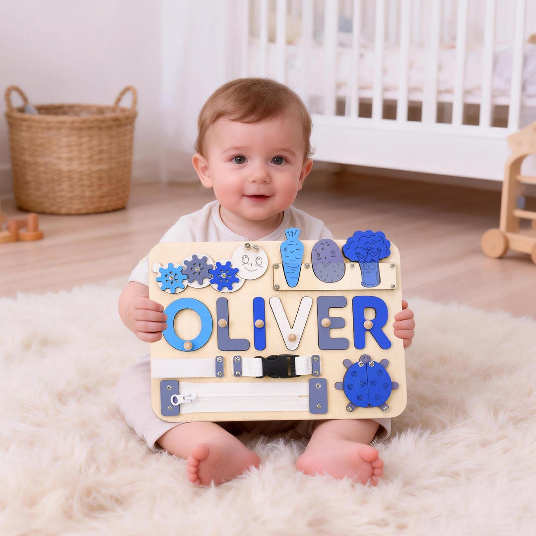 Custom Baby Name Puzzle , Kids Busy Board , Wooden Baby Toy, Gift for ...