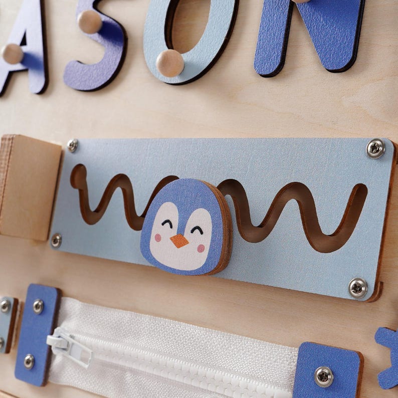 Personalized Baby Name Puzzle, Kids Busy Board, Wooden Toddler Toys, Custom Baby Boy 1st Birthday Gift, Baby Shower Gift, 1st Christmas Gift
