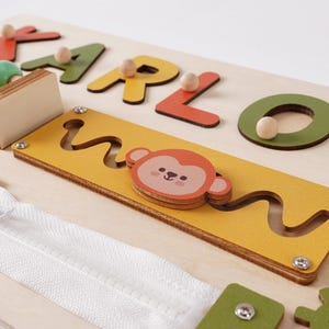 Personalized Baby Name Puzzle, Custom Kids Early Learning Busy Board, 1st Christmas Gift, 1st Birthday Gift, Unique Baby Gift, Baby Keepsake