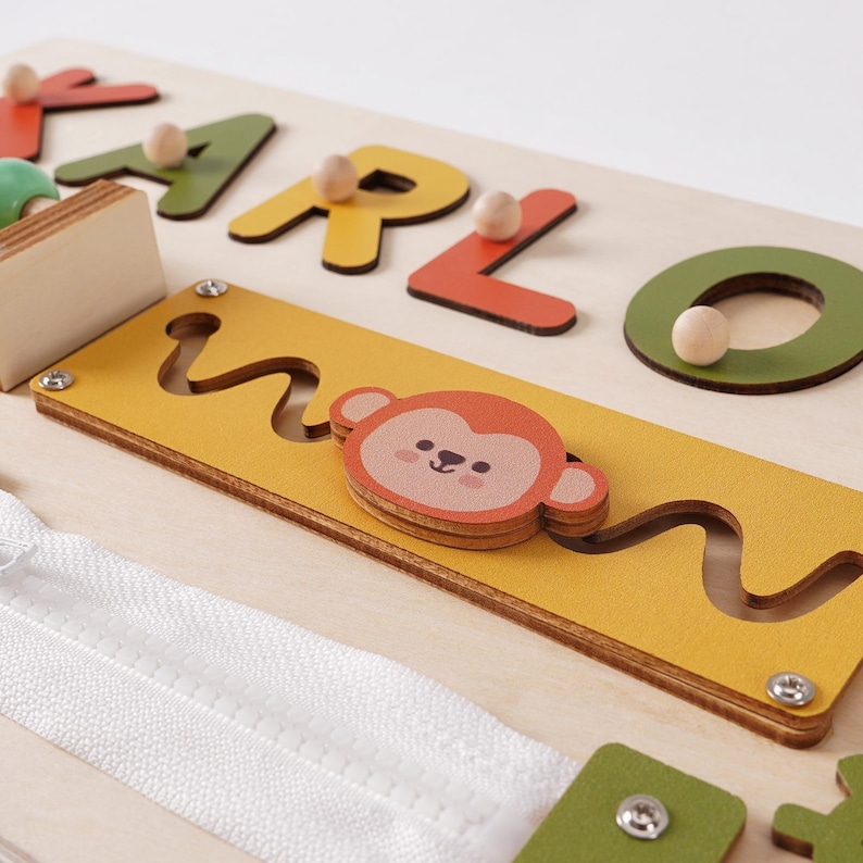 Personalized Baby Name Puzzle, Custom Kids Early Learning Busy Board, 1st Christmas Gift, 1st Birthday Gift, Unique Baby Gift, Baby Keepsake