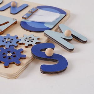 Personalized Baby Name Puzzle, Kids Busy Board, Wooden Toddler Toys, Custom Baby Boy 1st Birthday Gift, Baby Shower Gift, 1st Christmas Gift